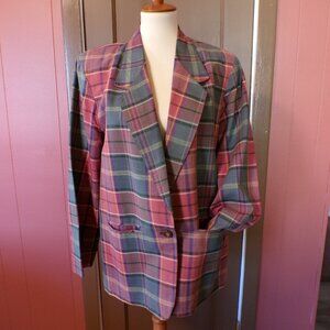 BASS Women's Retro Blazer Check Pattern Size: VINTAGE 14
